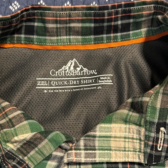 Croft & Barrow Shirt Men XXL Green Quick Dry Plaid Long Sleeve Button Up Adult - Picture 2 of 5